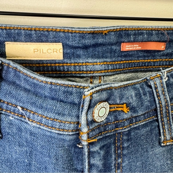 Anthropologie Pilcro Slim Boyfriend Crop Jeans Embroidered Side Stripe Size 28 - Picture 9 of 16